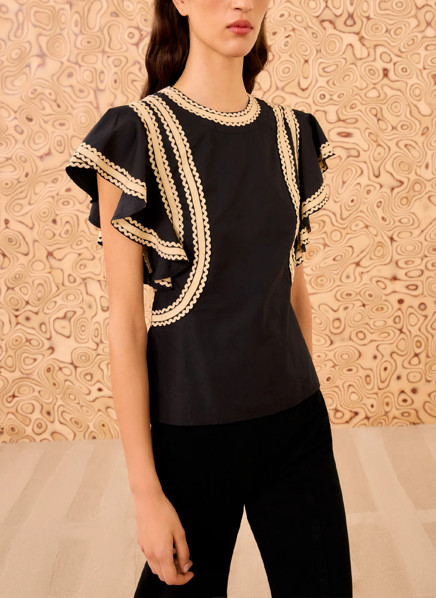 Anora Flutter Sleeve Top - Ulla Johnson