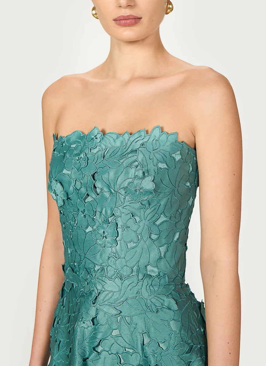 Vella Floral-Cut Lace Strapless Dress - Costarellos
