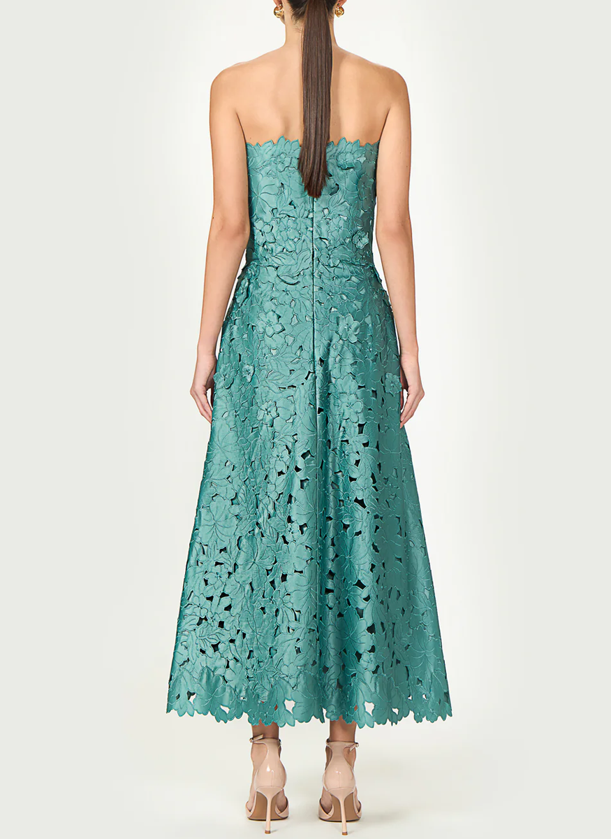 Vella Floral-Cut Lace Strapless Dress - Costarellos