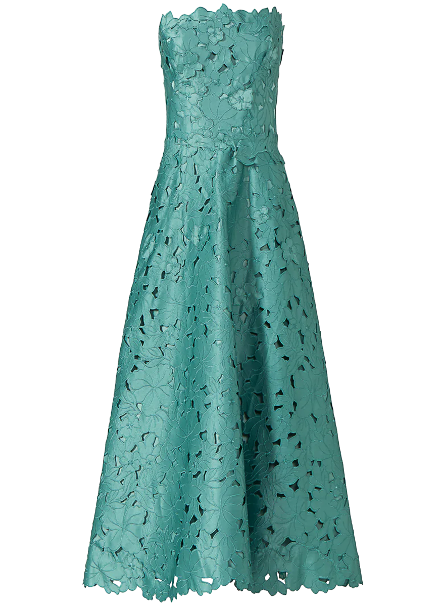 Vella Floral-Cut Lace Strapless Dress