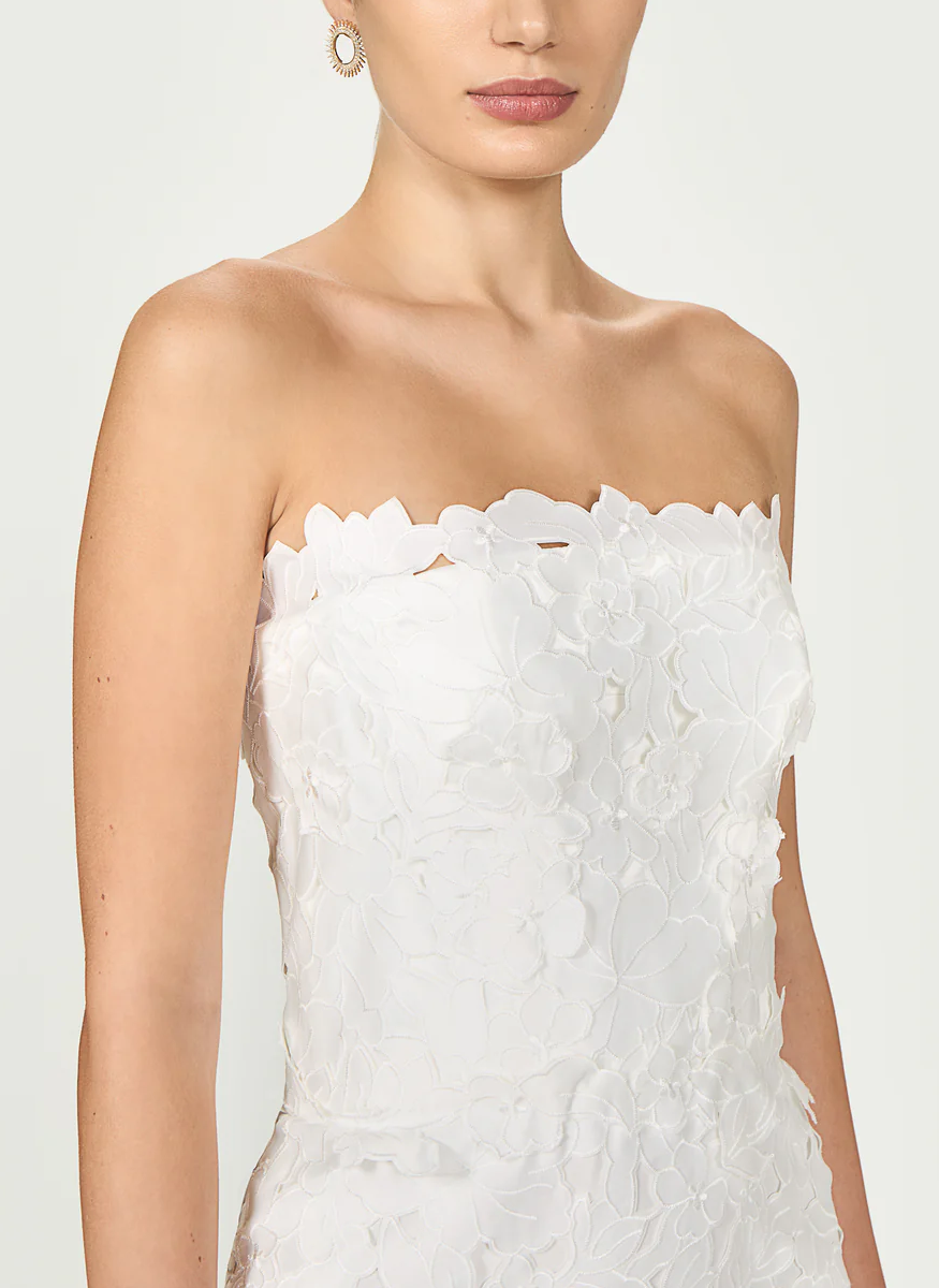 Astelle Floral-Cut Lace Strapless Dress - Costarellos