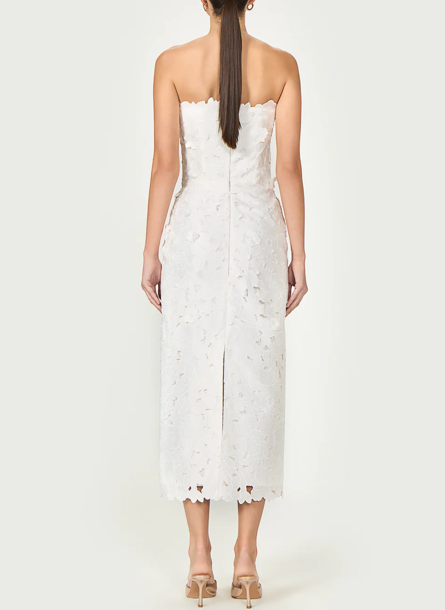 Astelle Floral-Cut Lace Strapless Dress - Costarellos