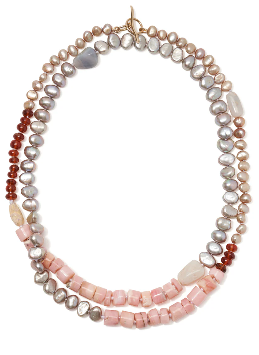Cabana Necklace, Pink Opal and Pearl