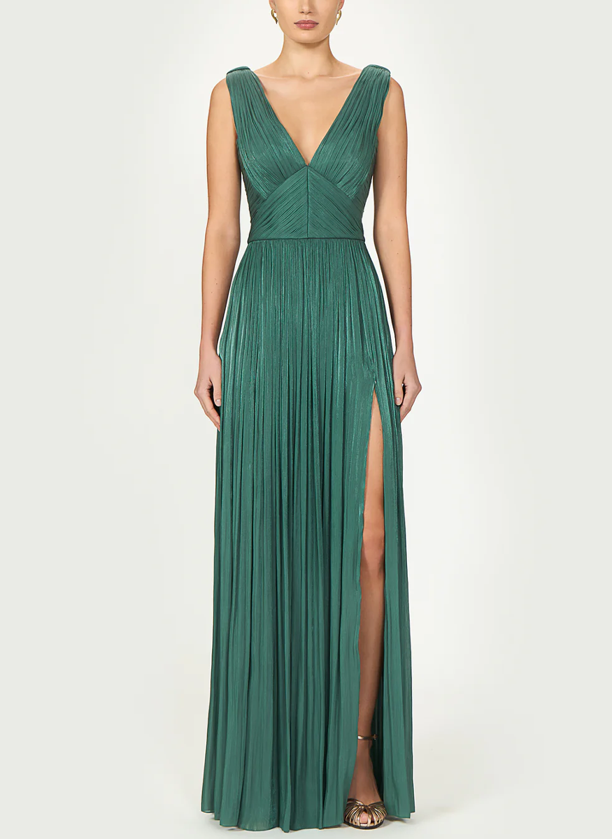 Anilia Lurex Georgette Plunge Neckline Gown