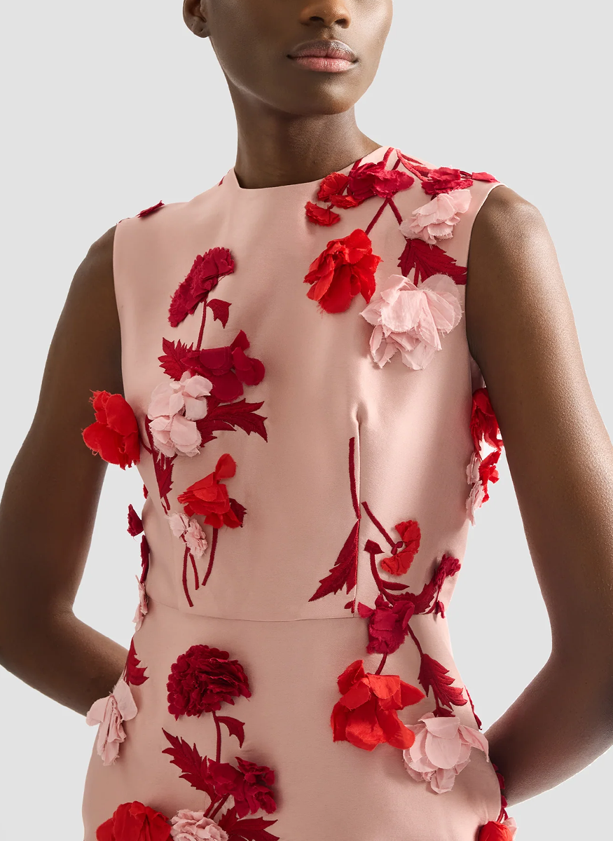 ERDEM | Floral Embroidered Mikado Sleeveless Midi Dress ERDEM | Floral Embroidered Mikado Sleeveless Midi Dress
