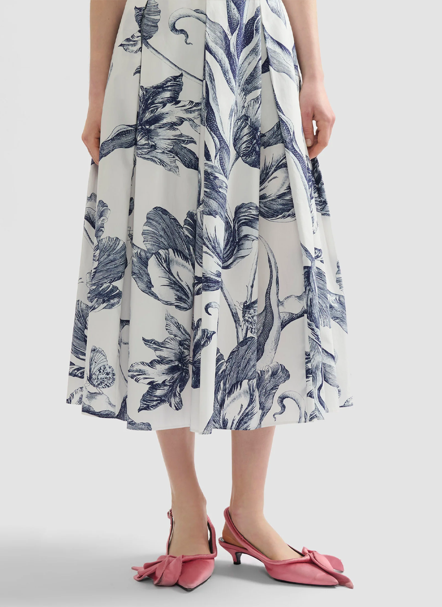 Floral Print Pleated Midi Skirt - Erdem