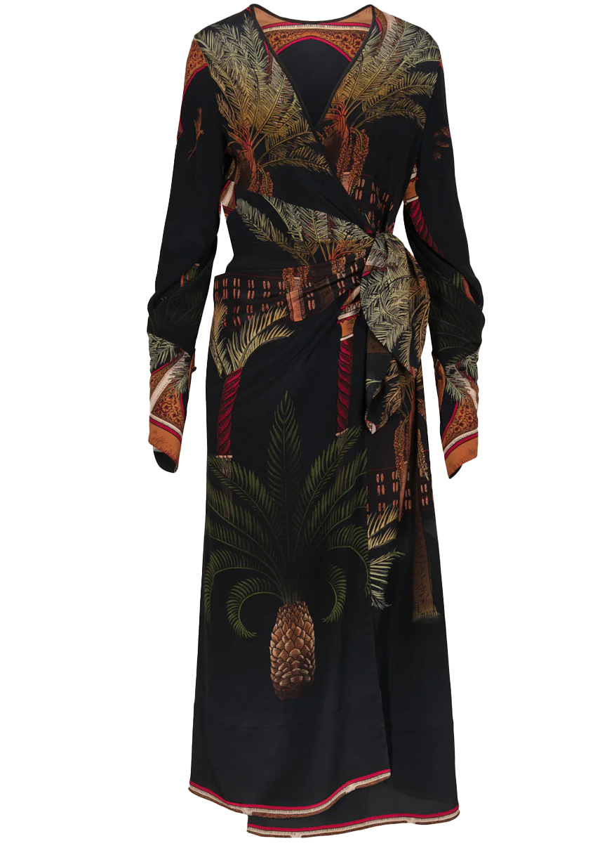 【Johanna Ortiz】プリントリネンミディドレス Printed cutout linen midi dress in red - Johanna Ortiz