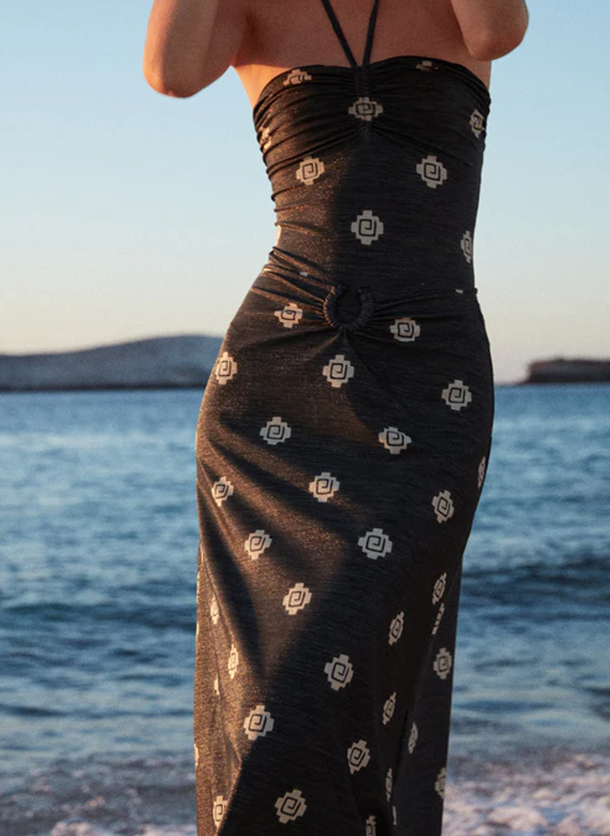 Shimmering Black Keel Midi Skirt - Johanna Ortiz