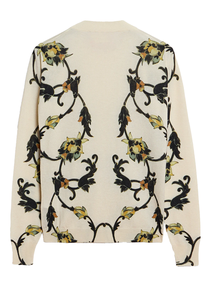 Silky Crew Neck Buttercup Placée White in Silk Cashmere Blend - La DoubleJ