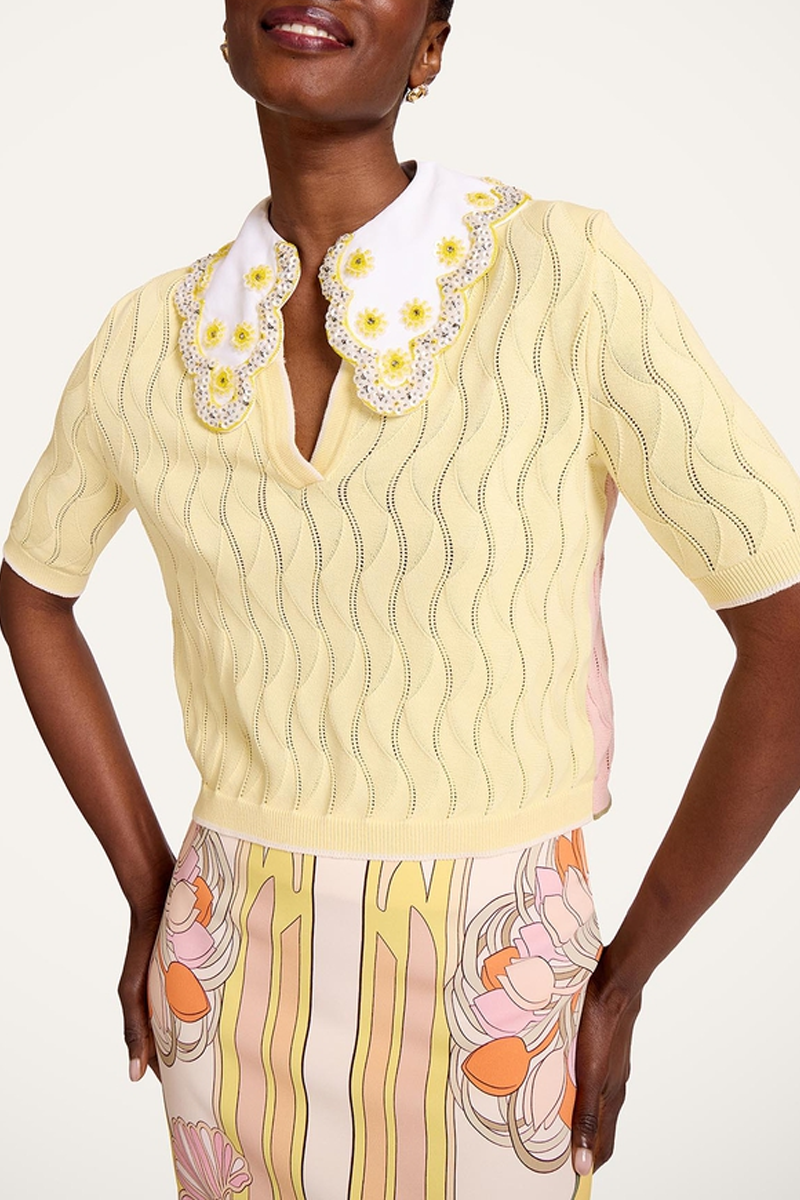 Color Block Crop Polo