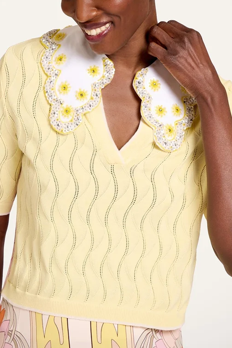 Color Block Crop Polo - La DoubleJ