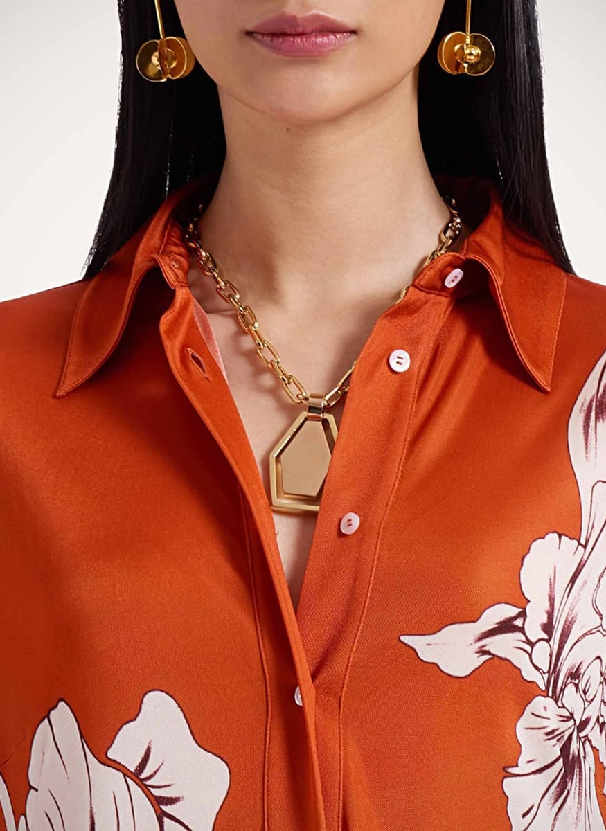 Perry Street Dress Iris Placée Dark Orange in Viscose Jersey - La DoubleJ