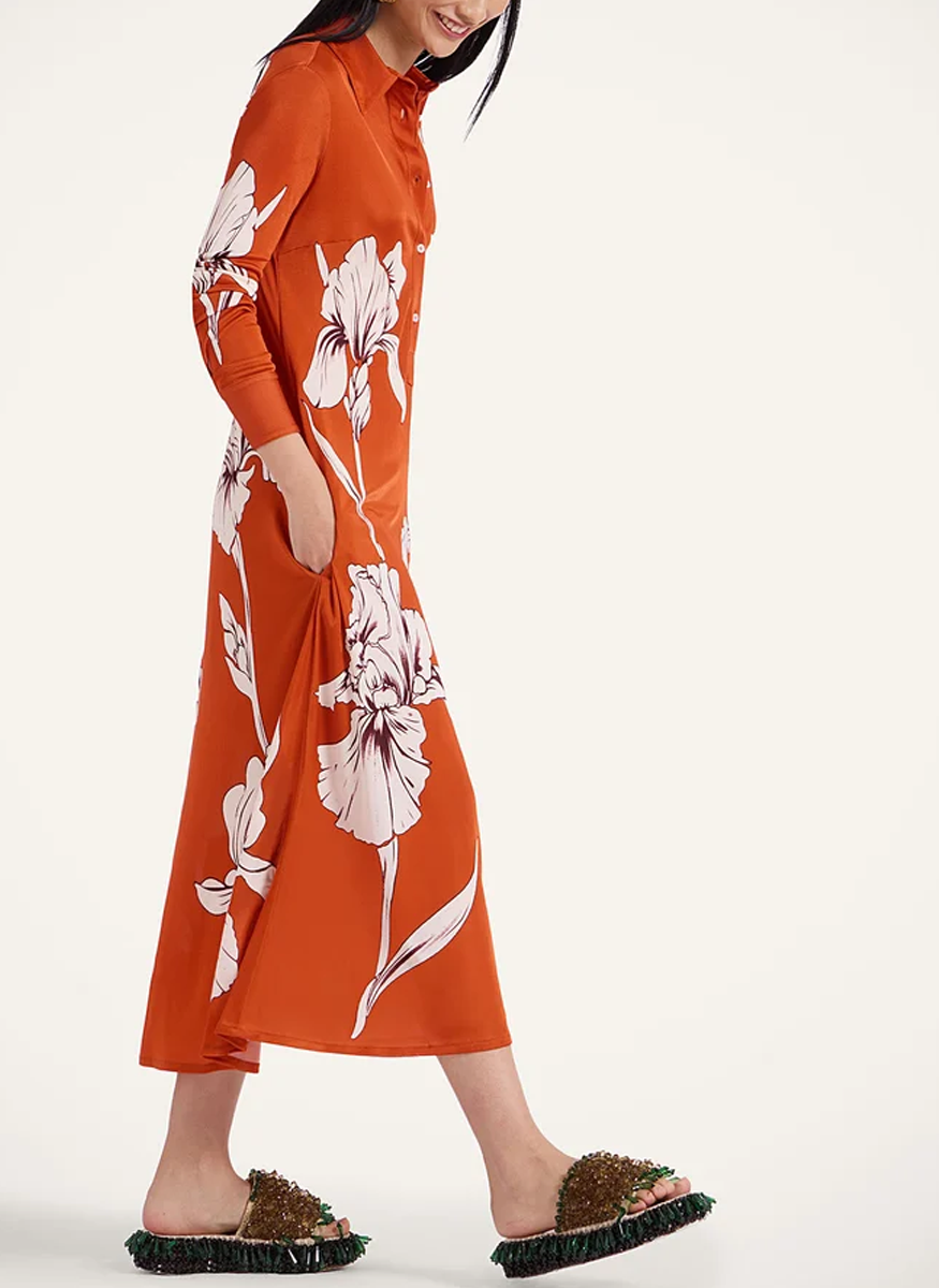 Perry Street Dress Iris Placée Dark Orange in Viscose Jersey - La DoubleJ