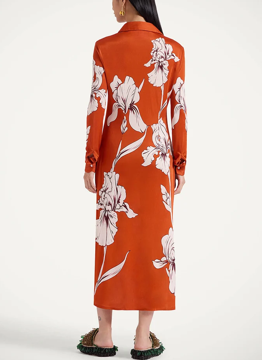 Perry Street Dress Iris Placée Dark Orange in Viscose Jersey - La DoubleJ