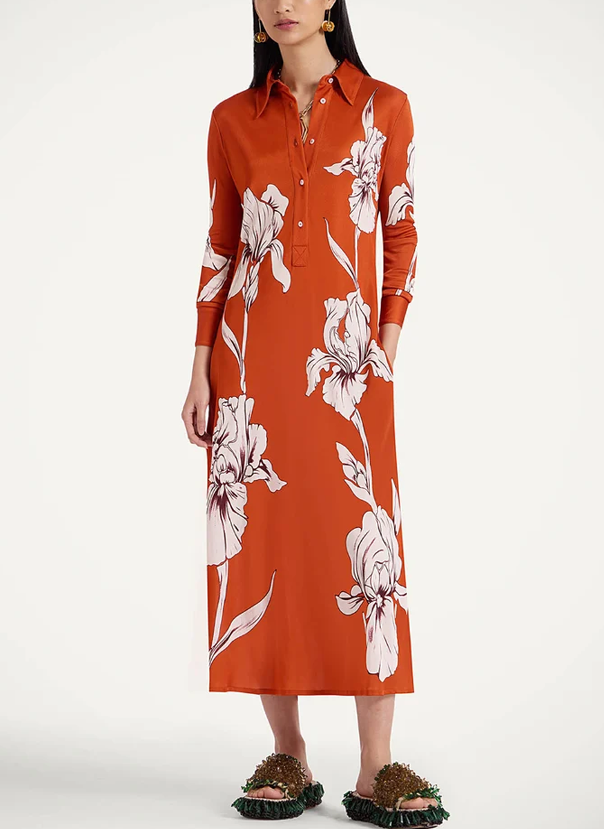 Perry Street Dress Iris Placée Dark Orange in Viscose Jersey - La DoubleJ