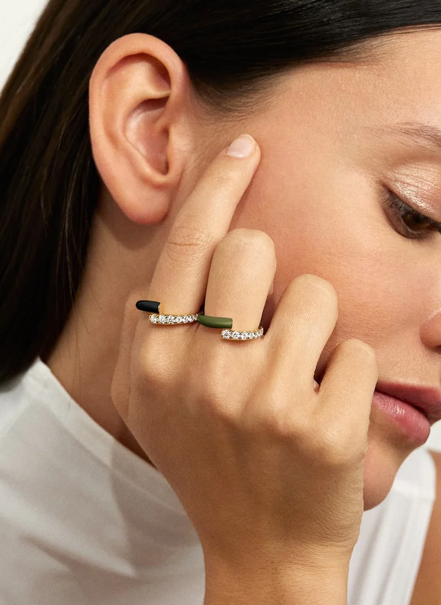 Lola Ring in Army Green Enamel