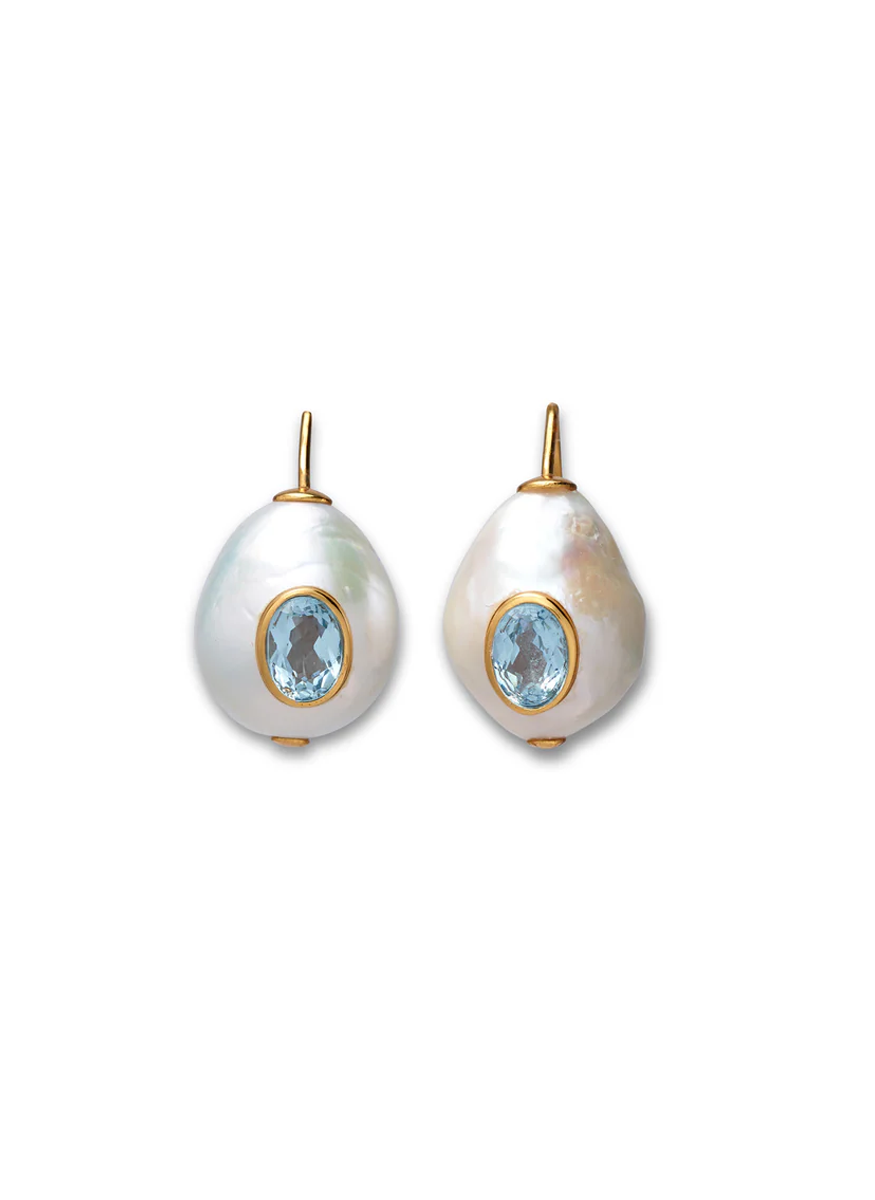 Pearl Pablo Earrings Blue Topaz