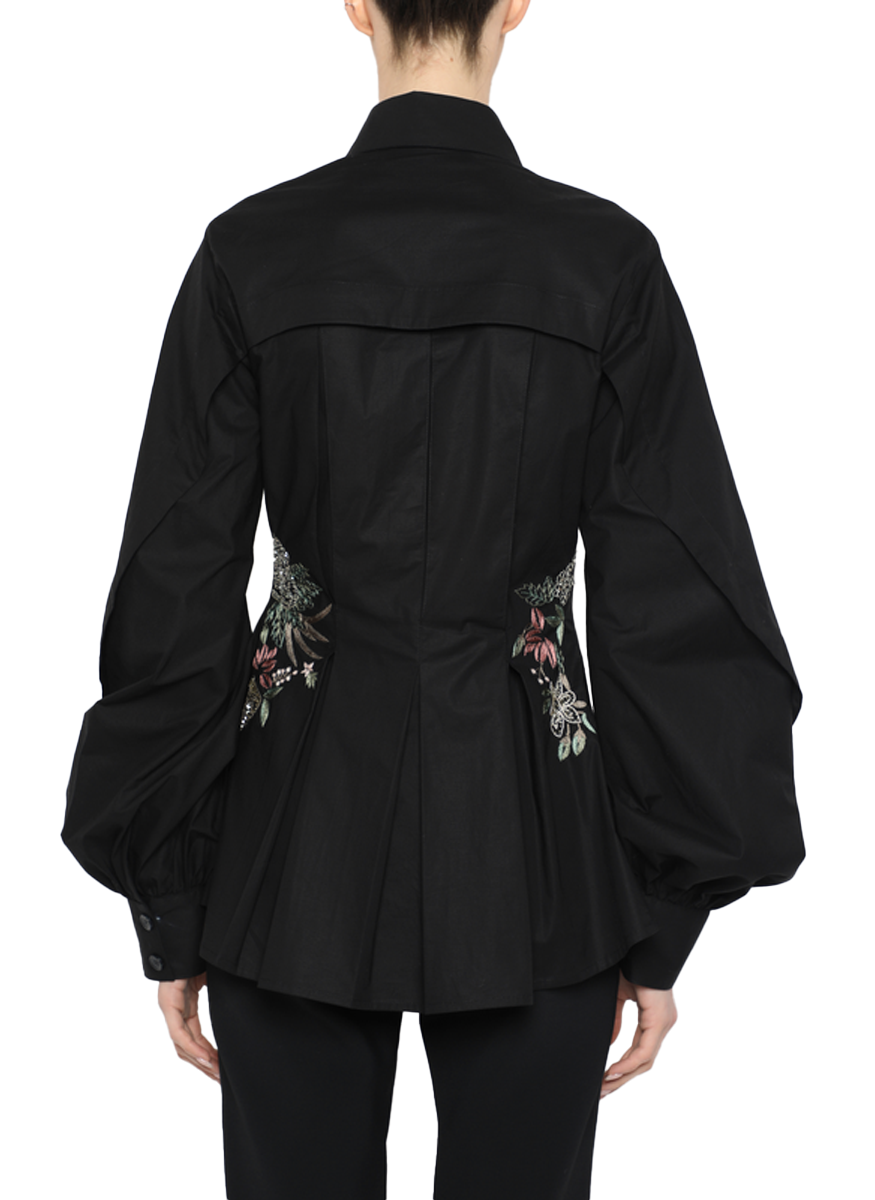 Embroidered Peplum Back Waisted Blouse - Prabal Gurung