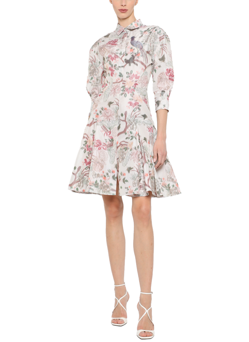 Tafetta Print Mini Shirtdress