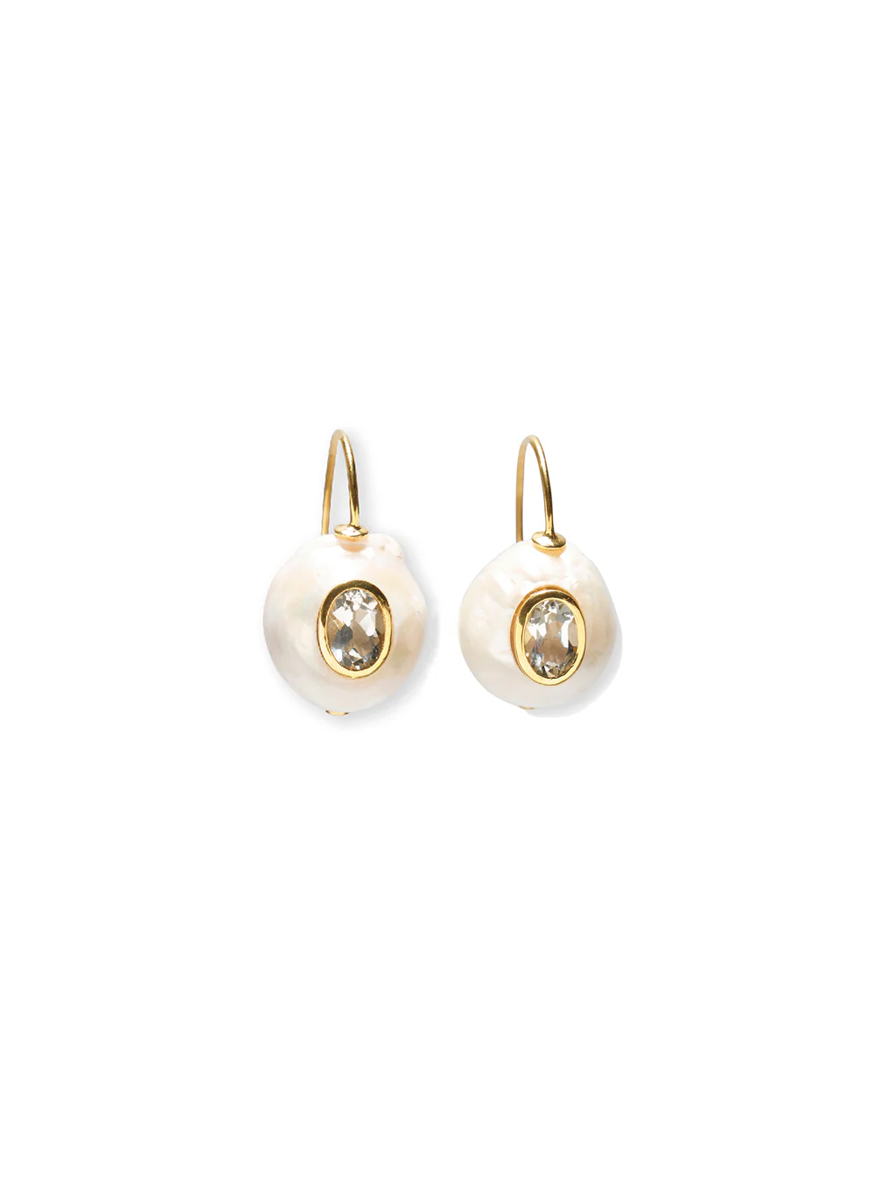 Pearl Pablo Earrings, Green Amethyst