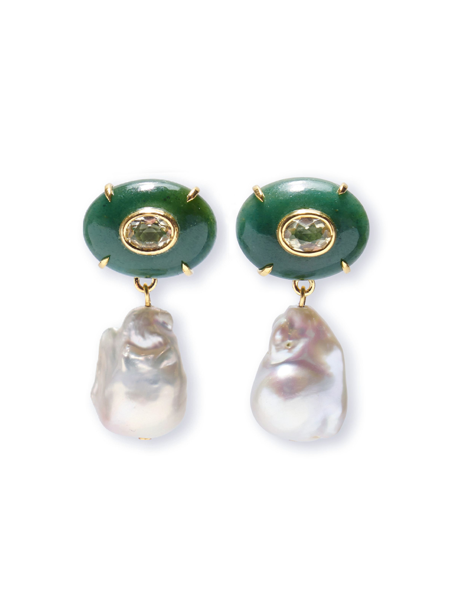 Plaza Pearl Earrings in Jade