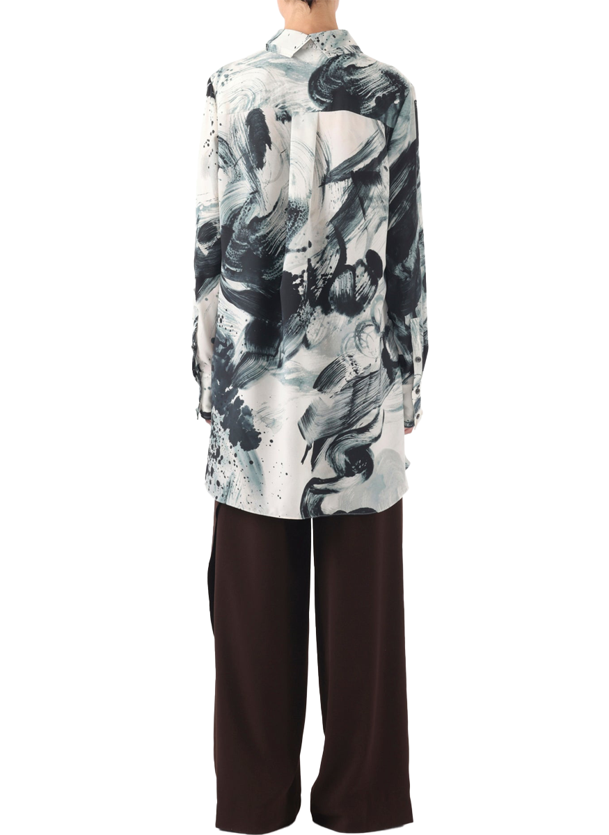 Brushstroke Printed Georgette Button Down Shirt - Jason Wu Collection