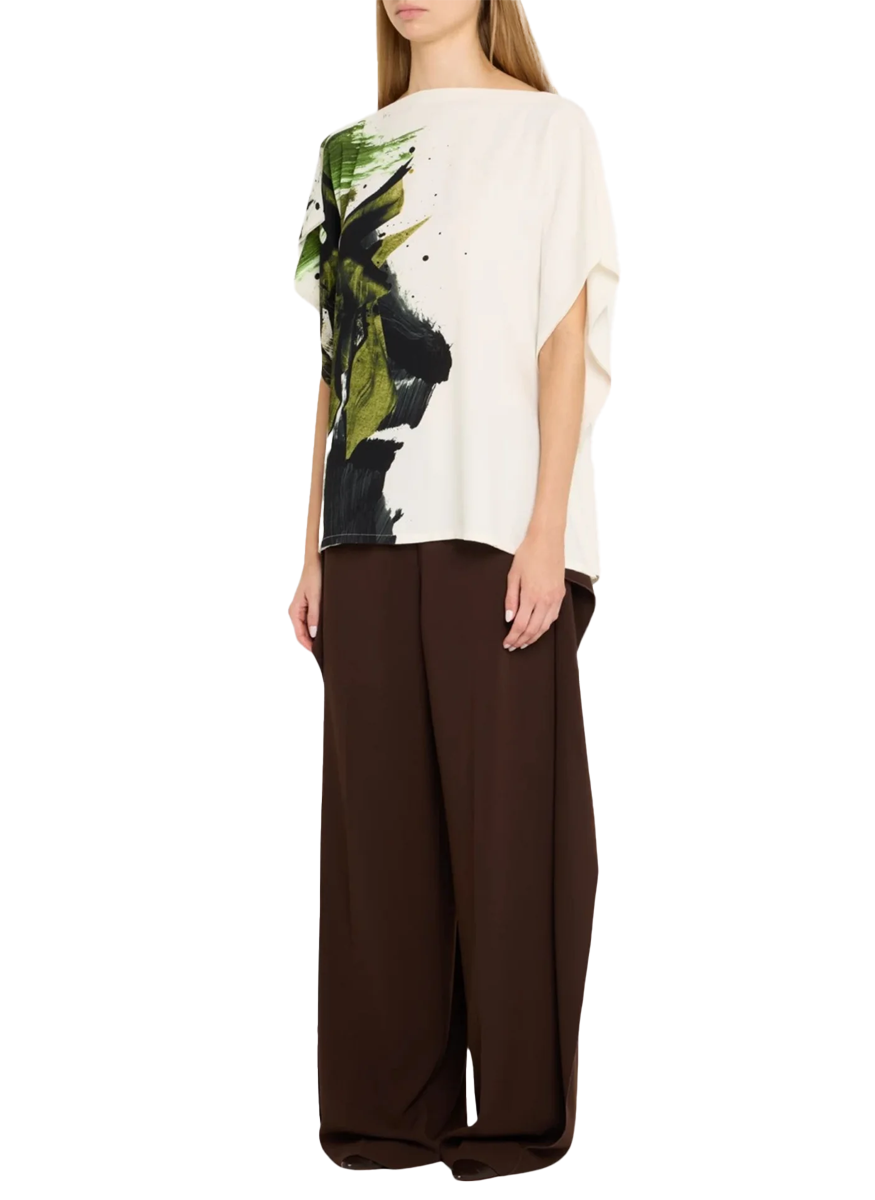 Asymmetrical Brushstroke Print Top