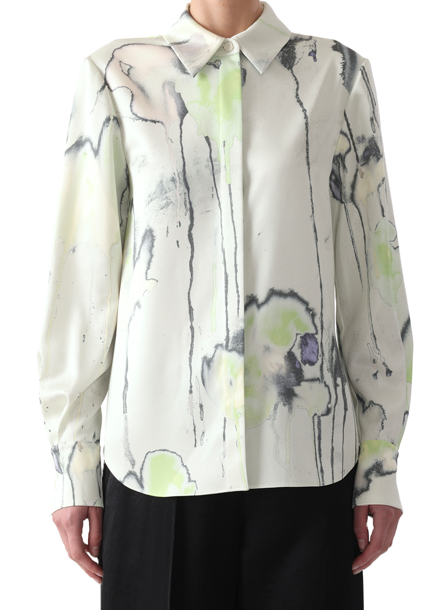 Watercolor Floral Silk Twill Blouse - Jason Wu Collection