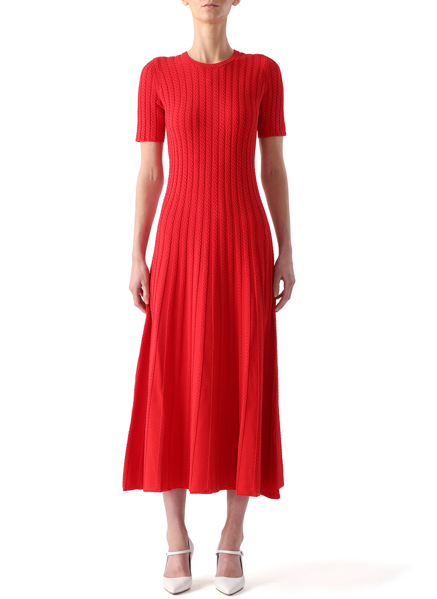 Alfred Cable Stitch Short Sleeve Dress