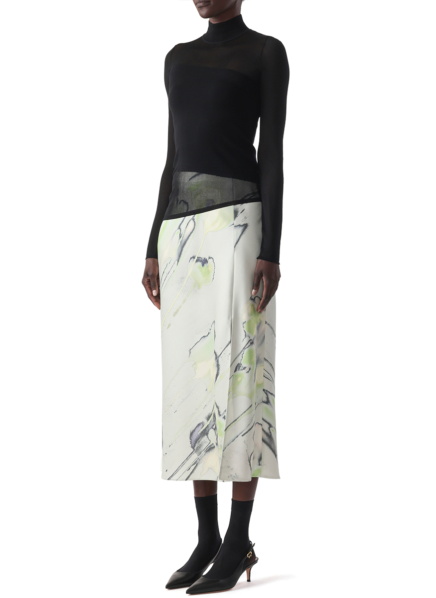 Sheer Combo Merino Knit Turtleneck