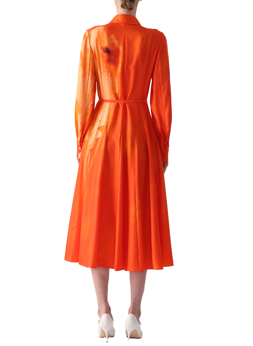 Watercolro Floral Printed Pleated Shirtdress - Jason Wu Collection