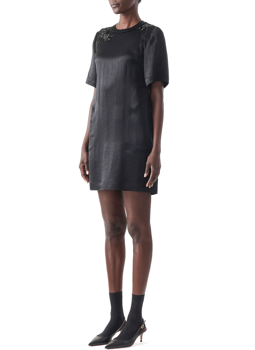 Short Sleeve Dress With Embroidery Applique