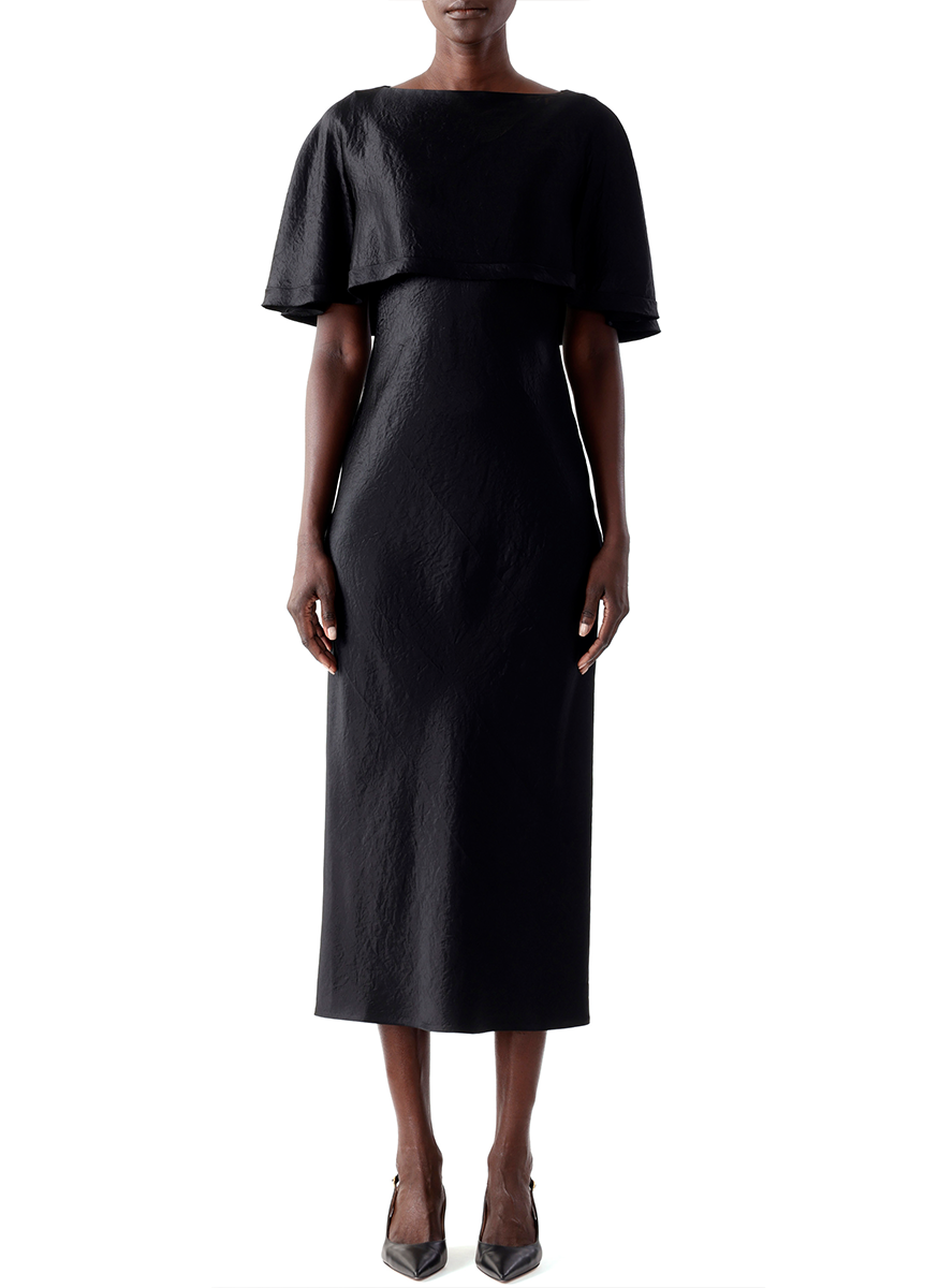 Washed Twill Cape Midi Dress