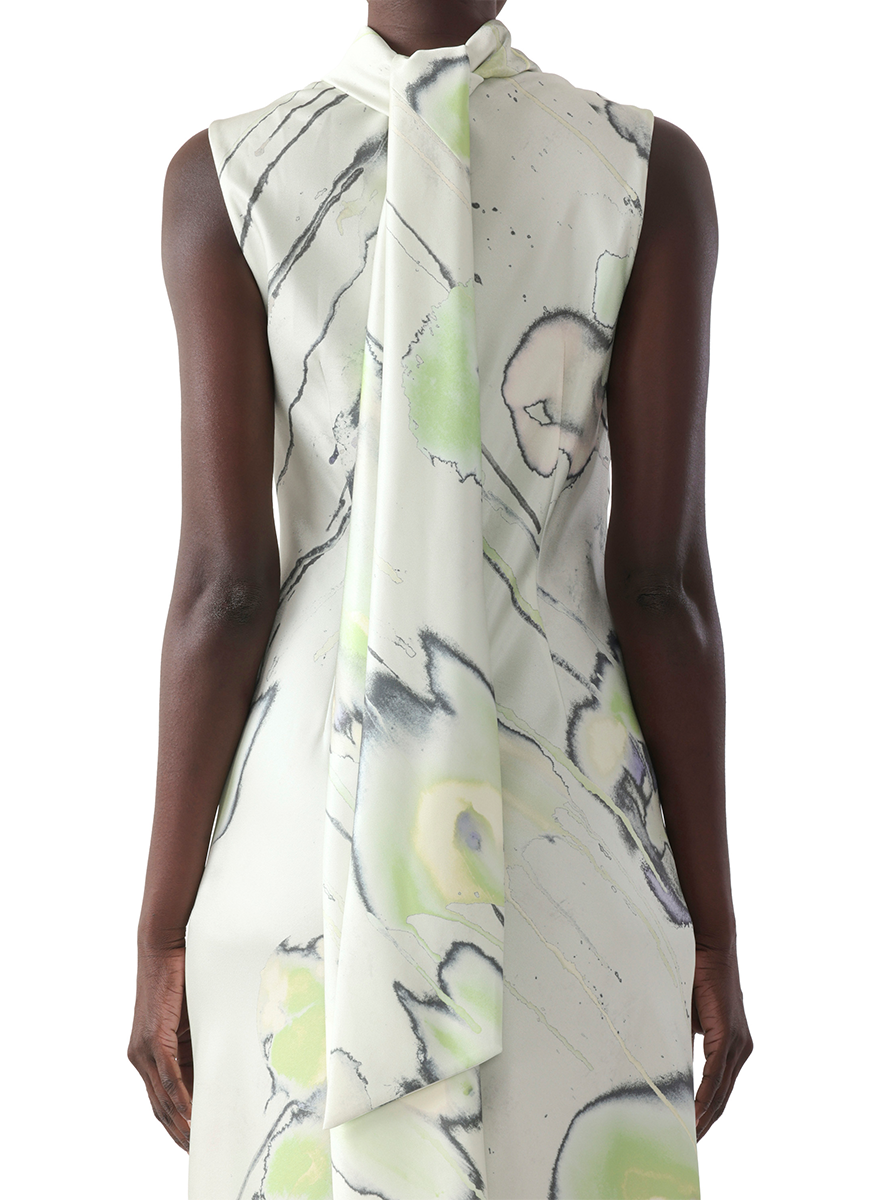 Watercolor Floral Bias Midi Scarf Dress - Jason Wu Collection