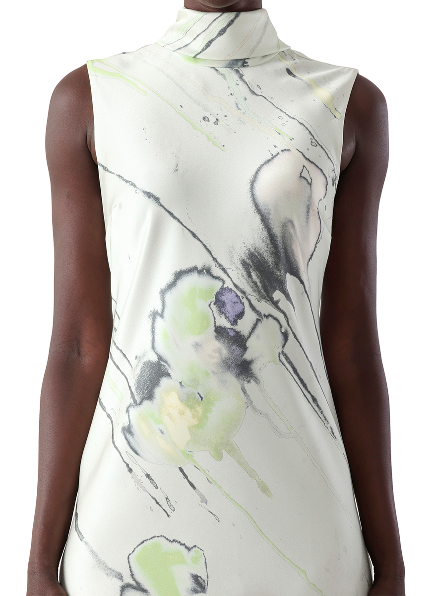 Watercolor Floral Bias Midi Scarf Dress - Jason Wu Collection