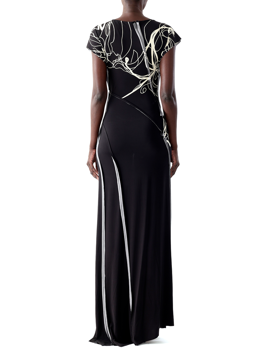 Scribble Floral Printed Jersey Gown - Jason Wu Collection