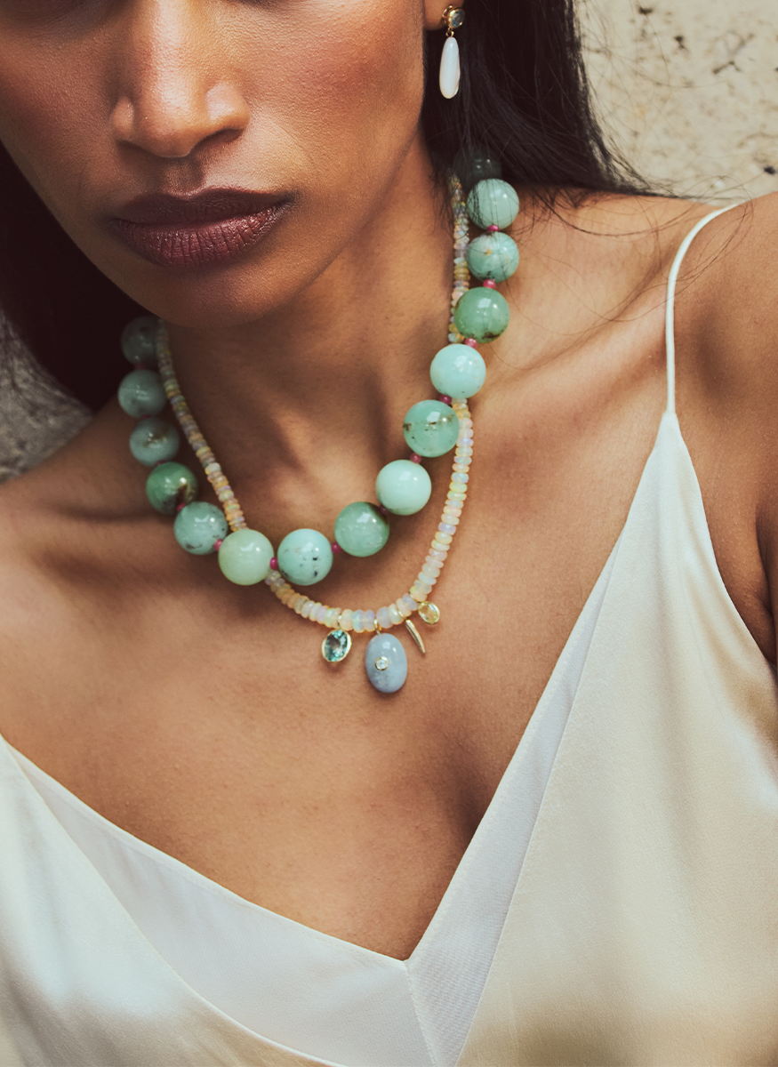 Chrysoprase & Ruby Necklace