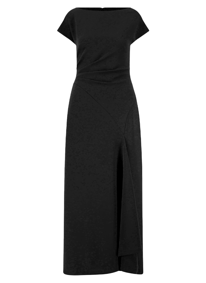 Fluid Crepe Cascade Dress