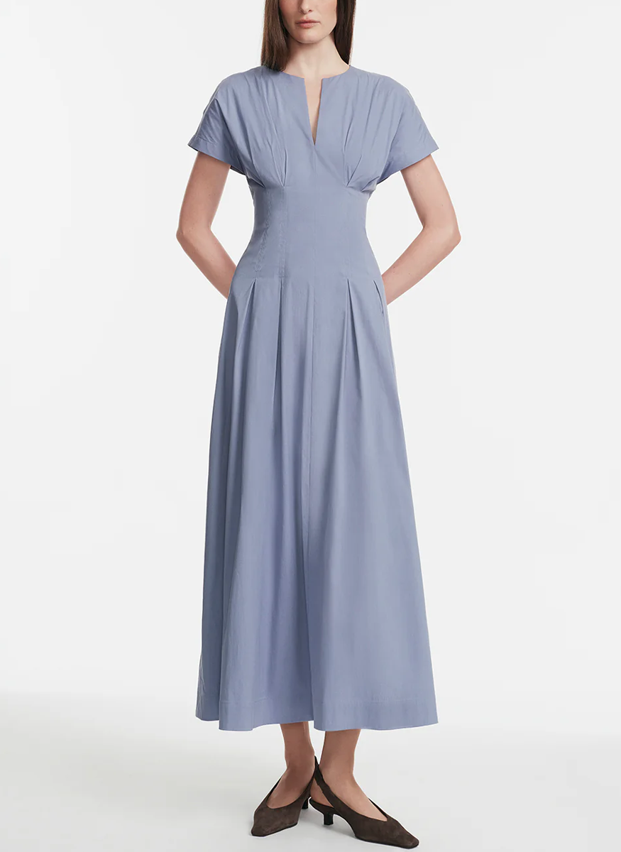 Cotton Poplin Smocked Back Dress