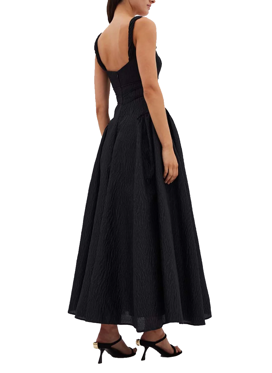 Sophy Strap Midi Dress in Black - Rachel Gilbert