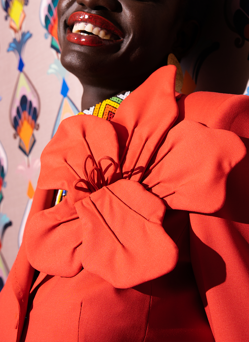 Cool Wool Stretch 3 Button Jacket in Red - Maison Common