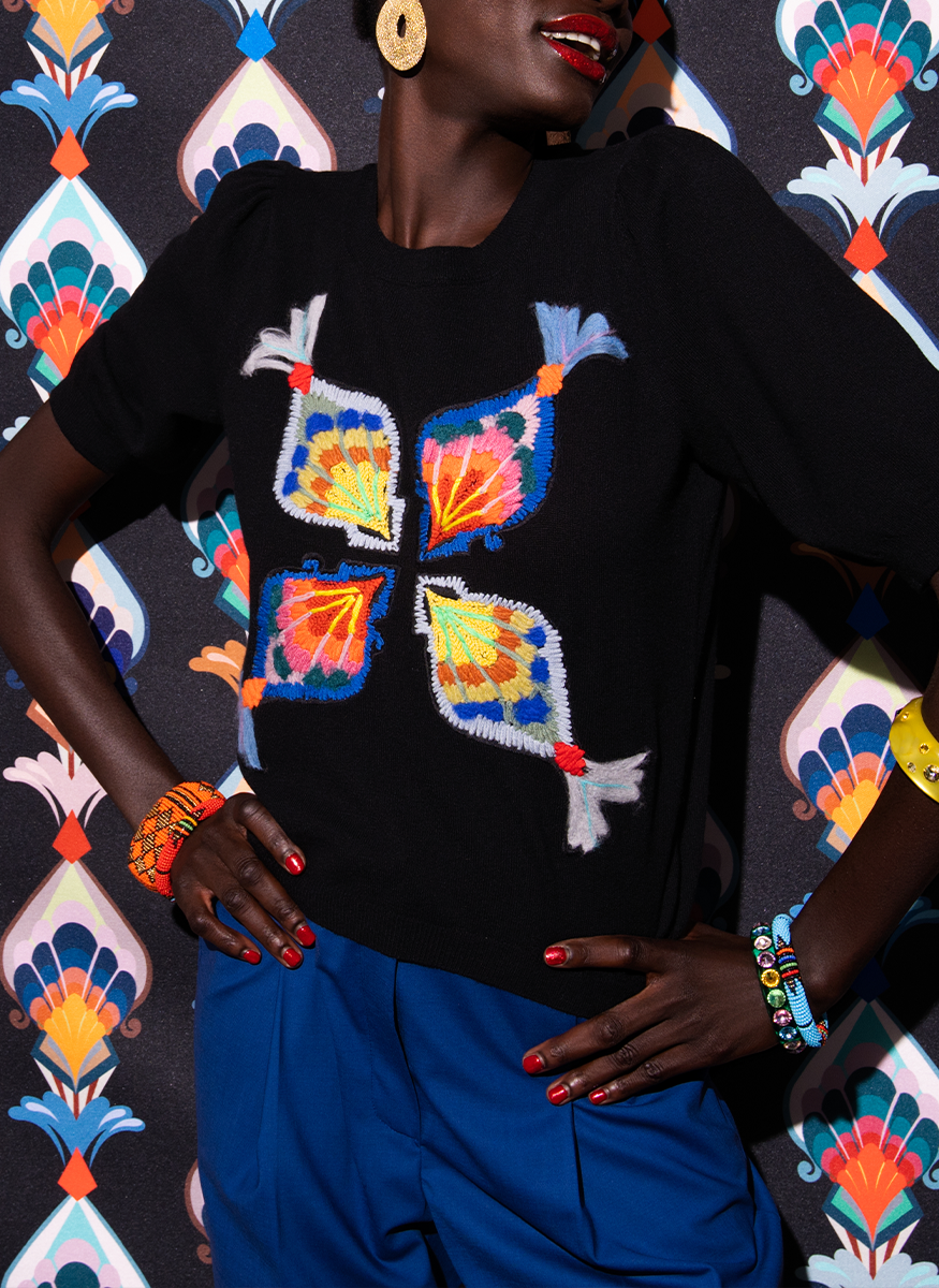 Wool Cashmere Short Sleeve Pullover