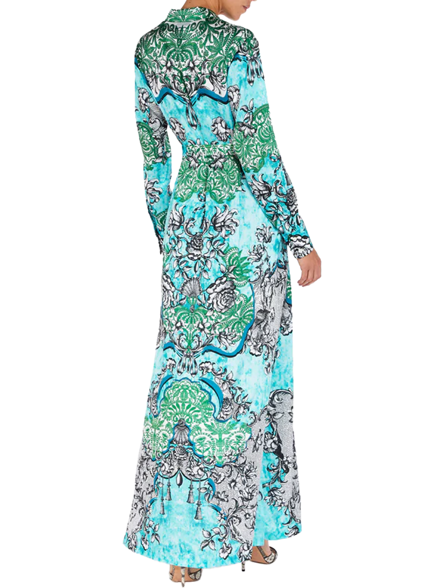 Torino Dress Rocaille Lace Cyan - Mary Katrantzou