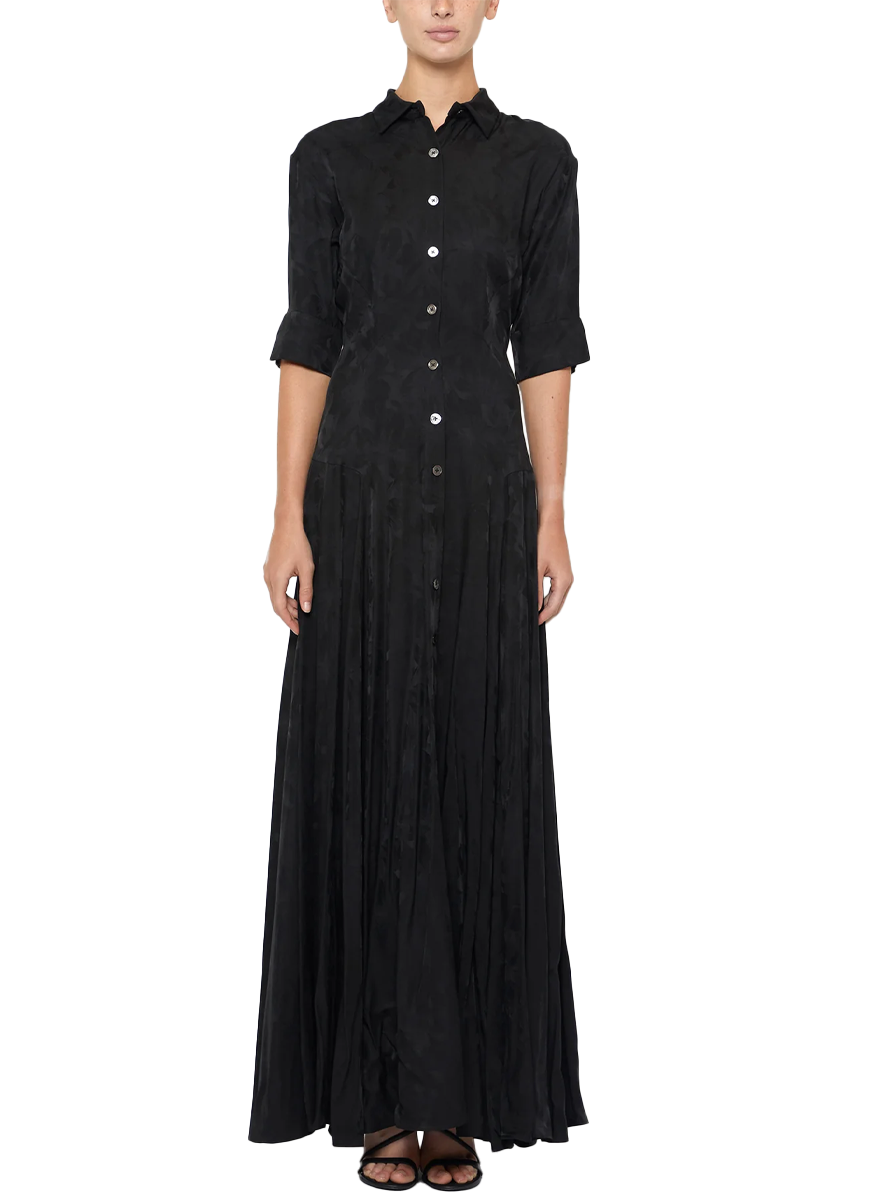 Cotton Sateen Maxi Shirt Dress