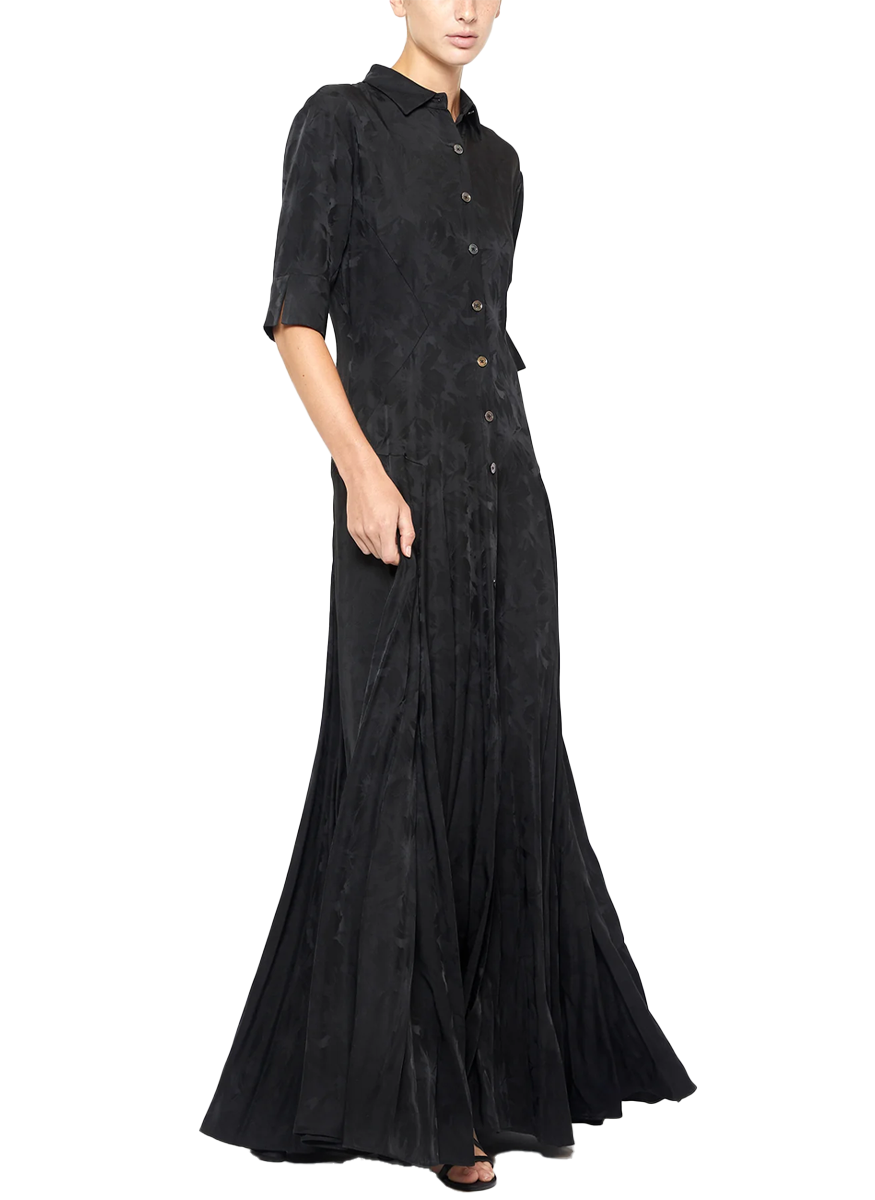 Cotton Sateen Maxi Shirt Dress US4 / Black Cotton Sateen Maxi Shirt Dress US4 / Black