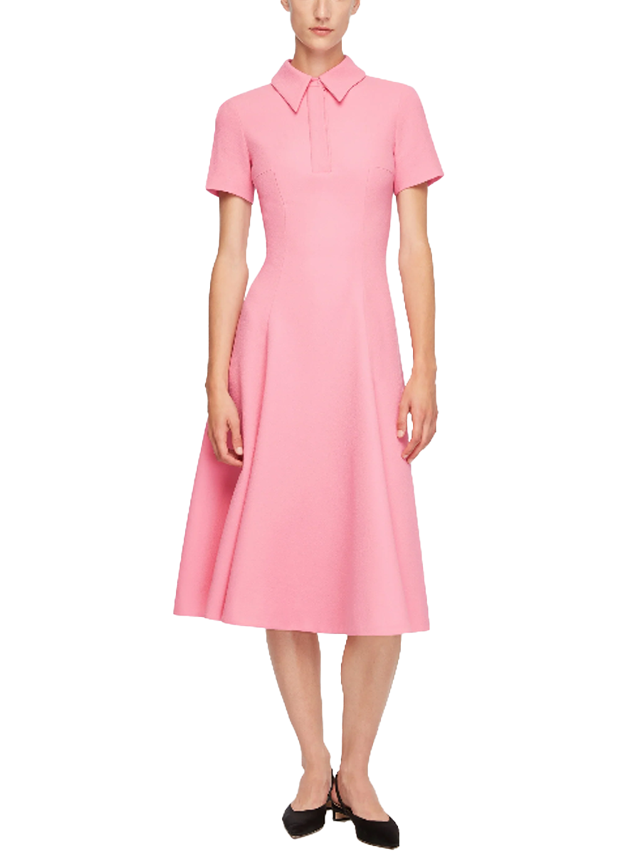 Feliciana Dress in Pink Sorbet Single Wool Crepe