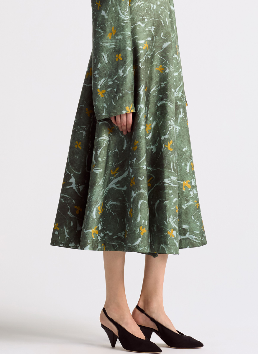 Varda Silk Marbled Floral Skirt - Altuzarra