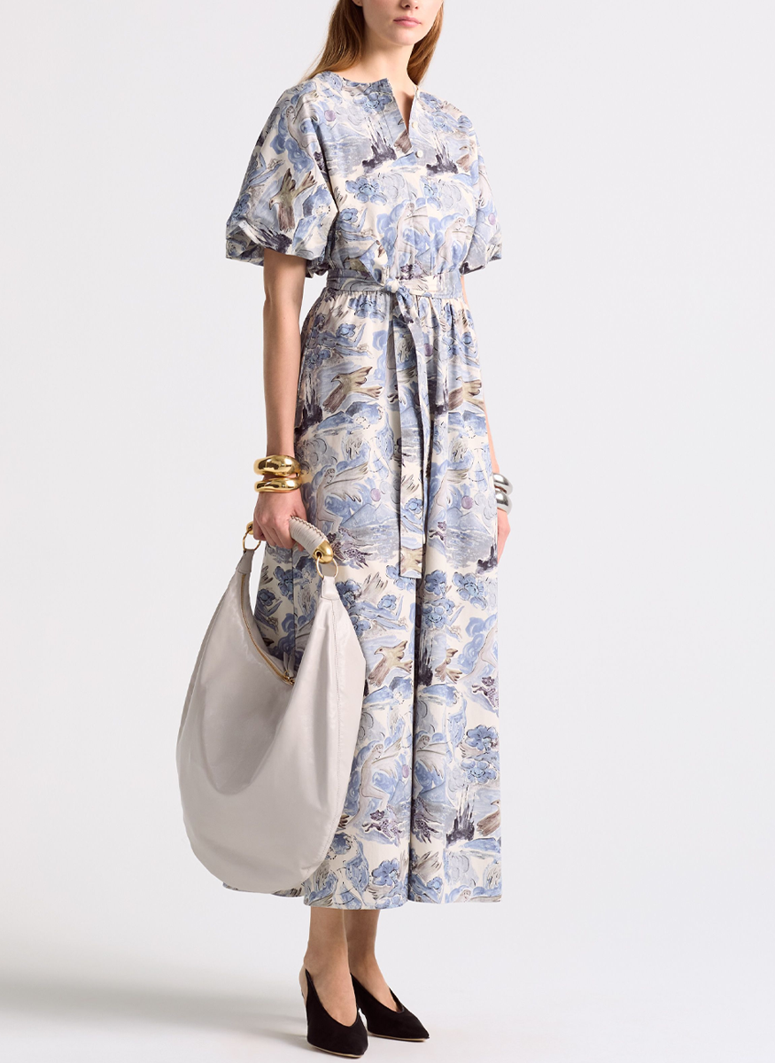 Paulina Cotton Mythical Print Midi Dress