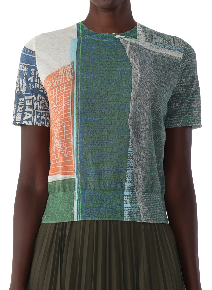 Short Sleeve Knit Top with Platter Artwork By Robert Rauschenberg - Jason Wu Collection