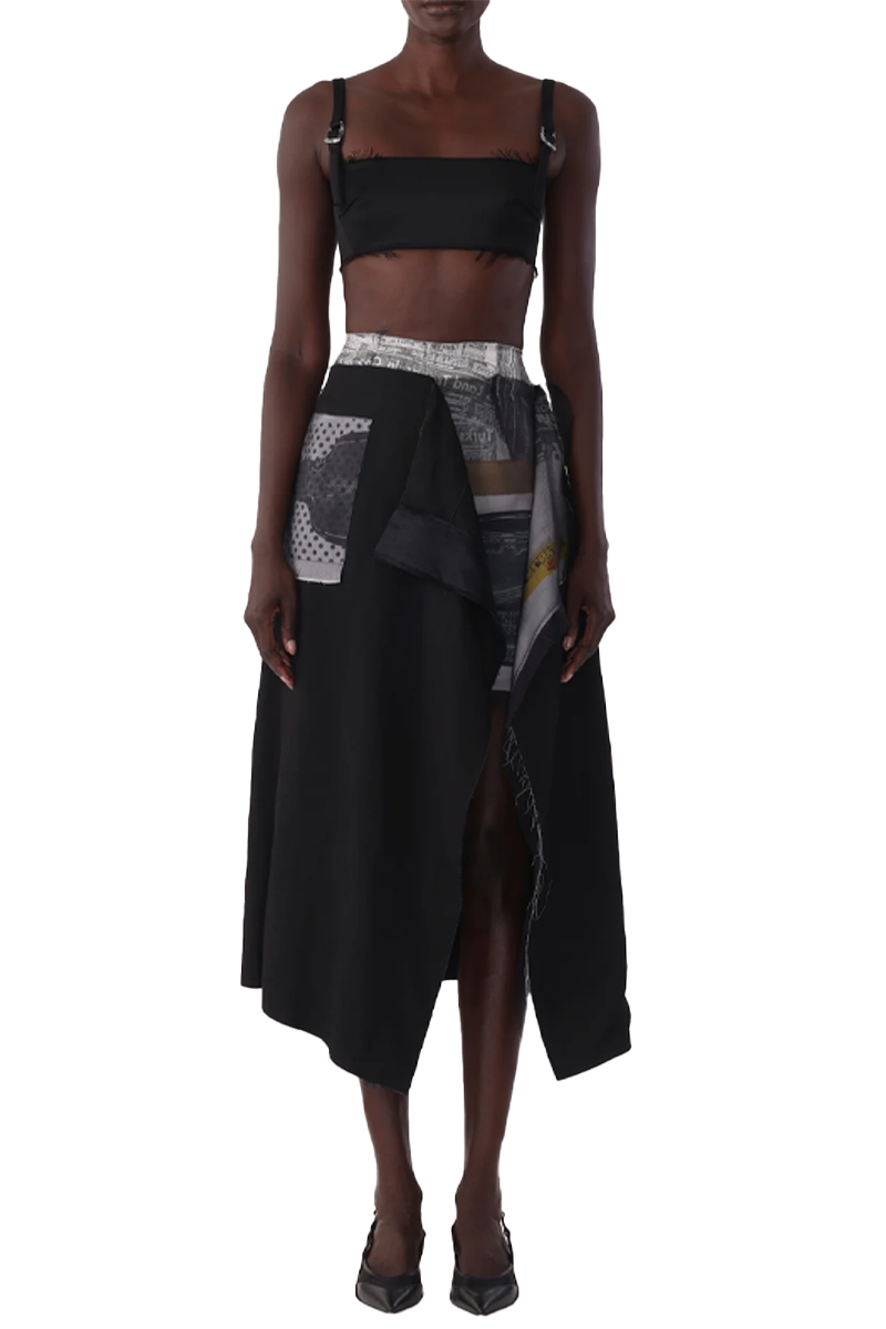 Collage Midi Skirt with Sheephead Artwork by Robert Rauschenberg - Jason Wu Collection